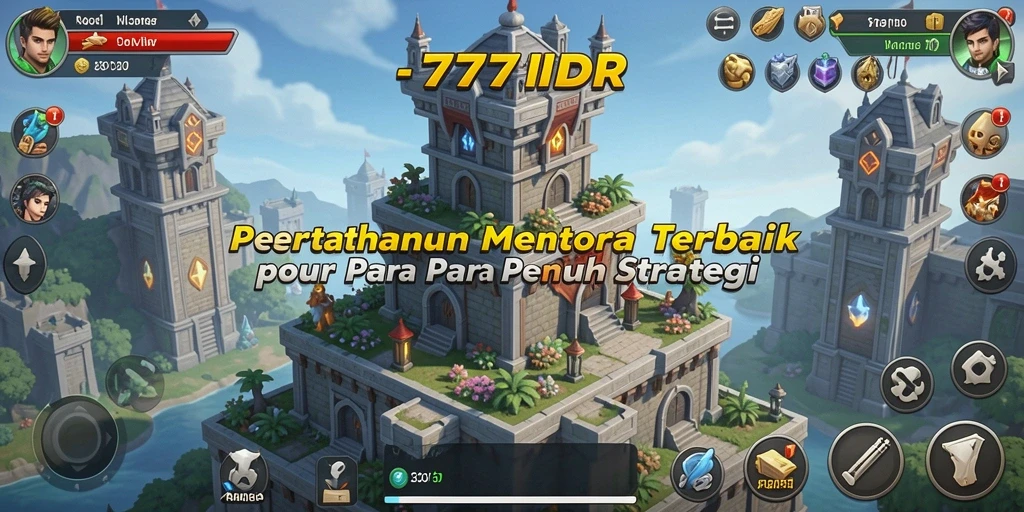 Screenshot gameplay 777IDR yang menunjukkan pertahanan menara melawan gelombang musuh.