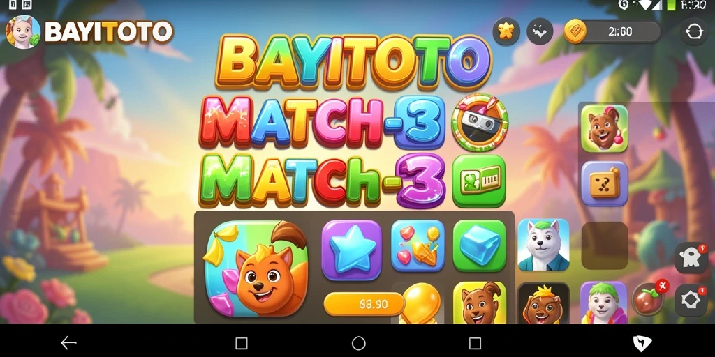 Tampilan menarik dari gameplay BAYITOTO dalam menyesuaikan biji-bijian Match-3.