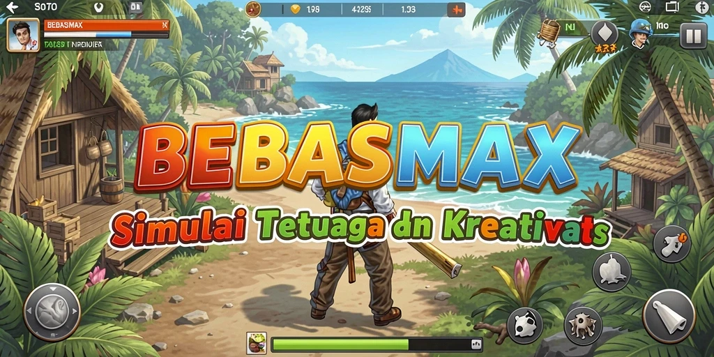Tampilan gameplay BEBASMAX yang penuh warna dan interaktif.