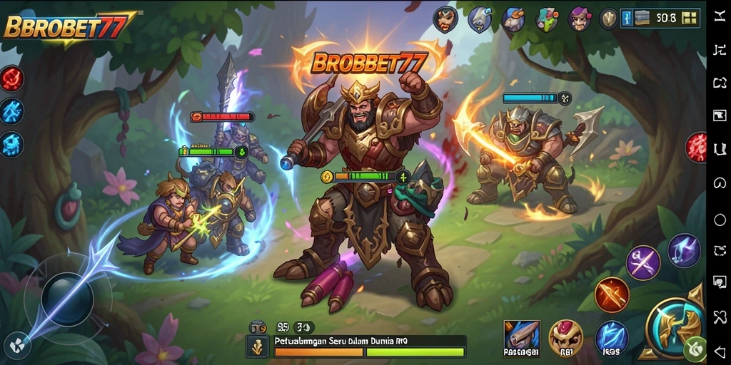 Tampilan asyik gameplay RPG BROBET77 saat menjelajahi dunia.