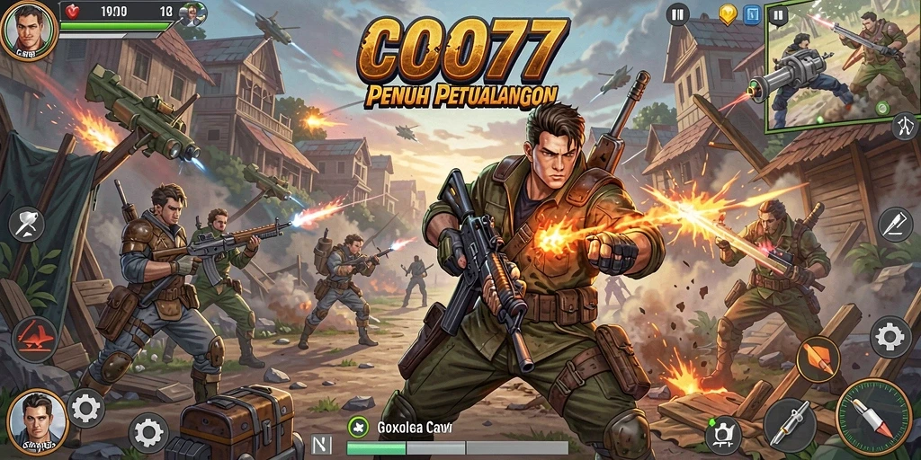 Screenshot aksi epik dalam COO77 menampilkan pertarungan yang mendebarkan.