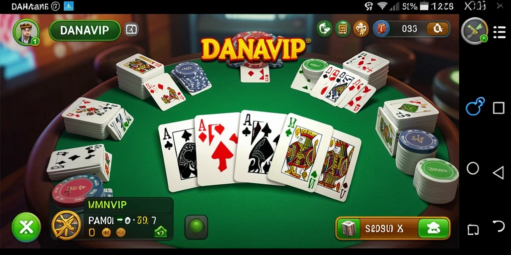 Screenshot gameplay DANAVIP yang menunjukkan momen seru bermain Gaple.