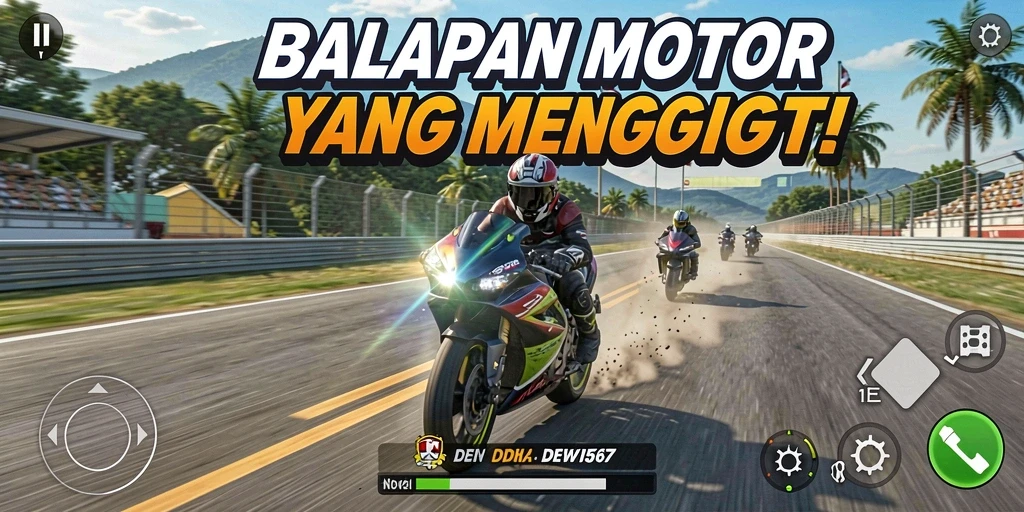 Tangkapan layar DEWI567 menampilkan balapan motor yang mendebarkan di trek urban.