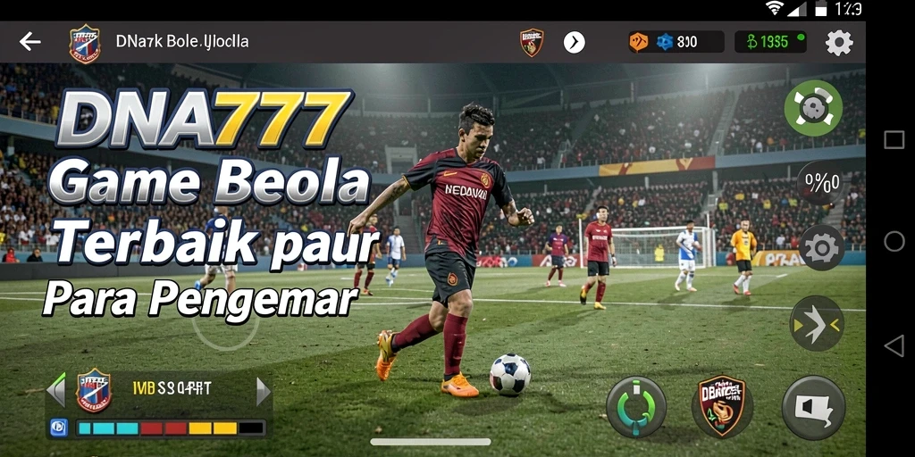 Screenshot gameplay DNA777 yang menunjukkan aksi seru di lapangan sepak bola.