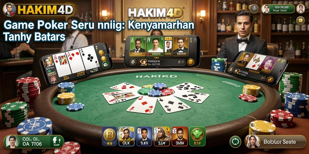 Tampilan gameplay poker HAKIM4D yang mendebarkan dan interaktif.