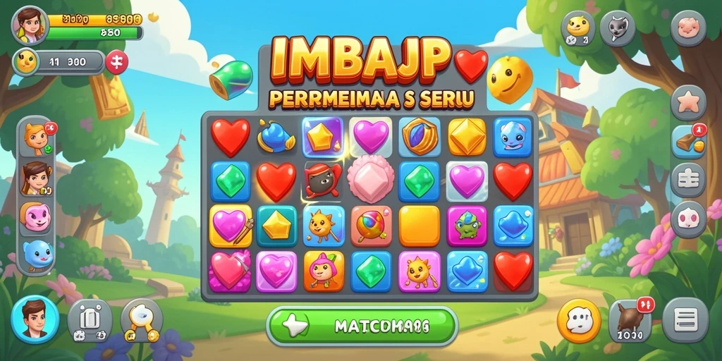 Screenshot aksi seru di game IMBAJP Match-3.