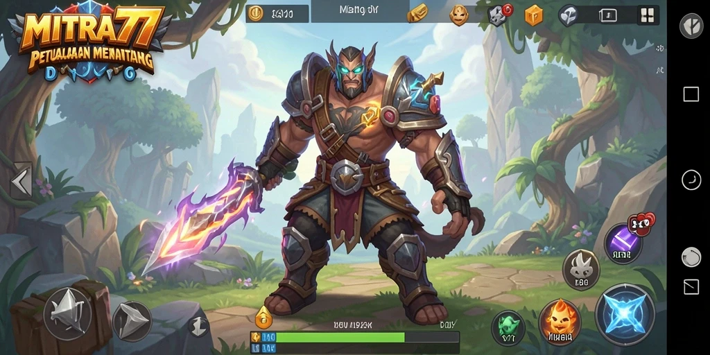 Tangkapan layar gameplay MITRA77 menampilkan aksi seru dalam pertarungan ARPG.