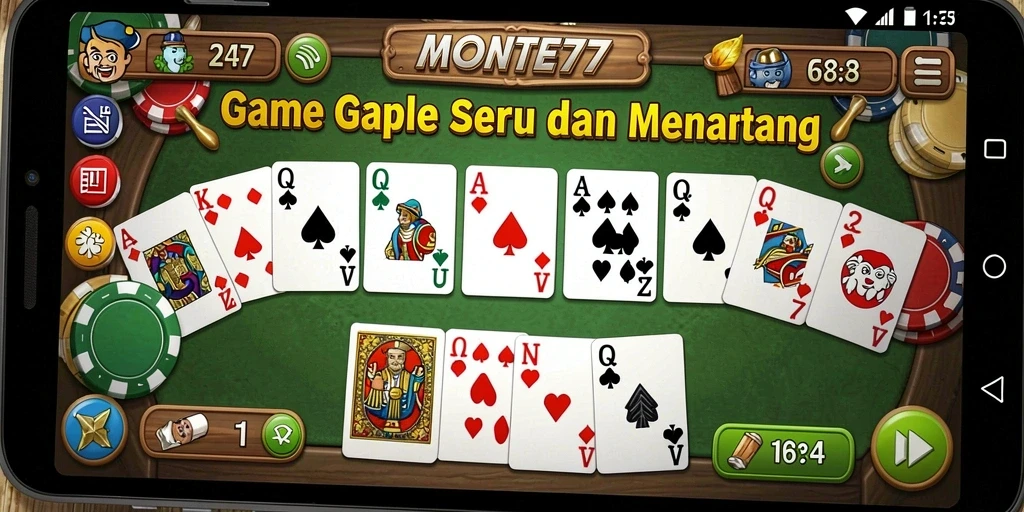 Screenshot gameplay seru dari game Gaple MONTE77.