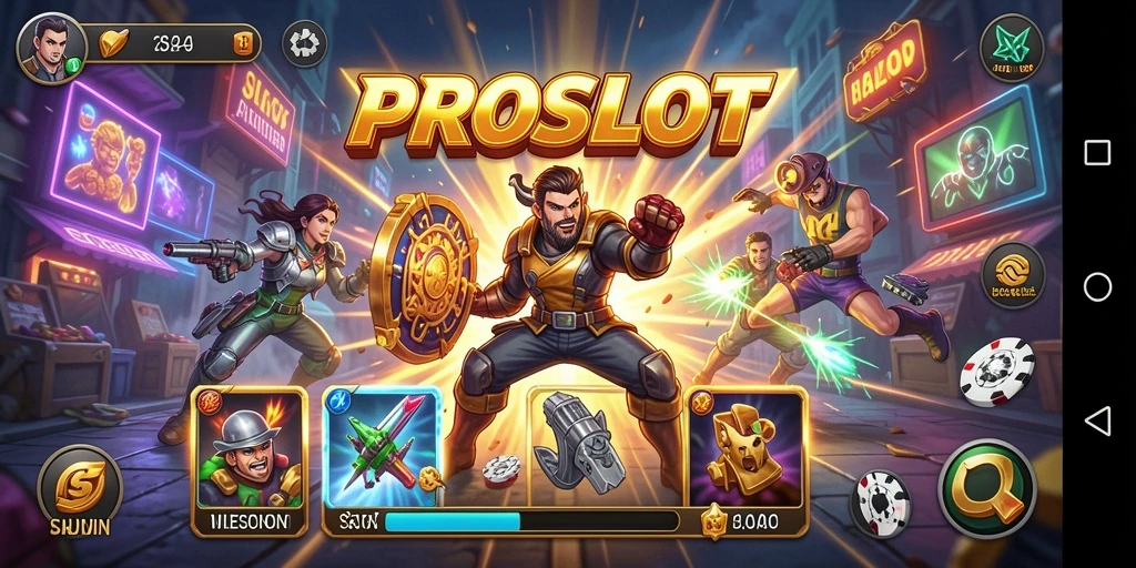 Tangkapan layar gameplay PROSLOT yang menegangkan dan penuh warna.