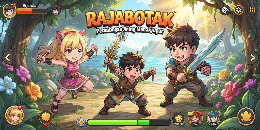 Tampilan gameplay RAJABOTAK yang memukau dengan karakter anime.