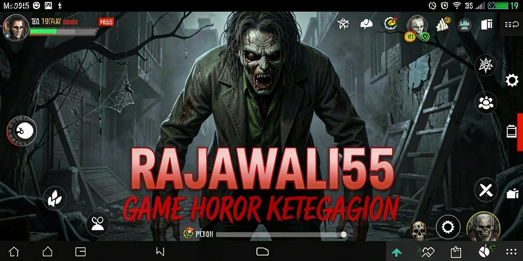 Gameplay menegangkan dalam RAJAWALI55 dengan suasana horror yang mencekam.