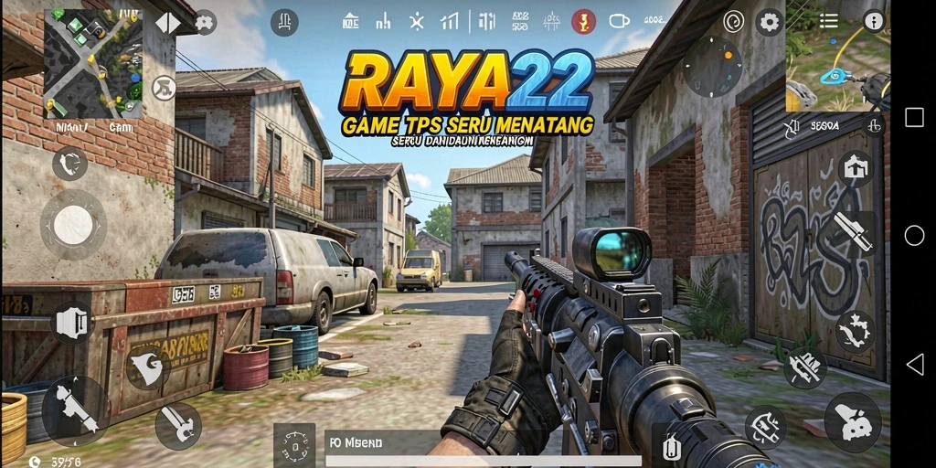 Tampilan utama gameplay RAYA22 dengan aksi menegangkan di medan perang.