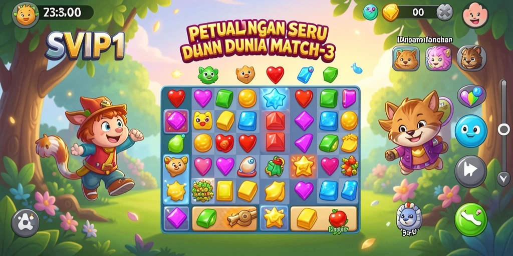 Tampilan gameplay seru dalam SVIP1 yang penuh warna.